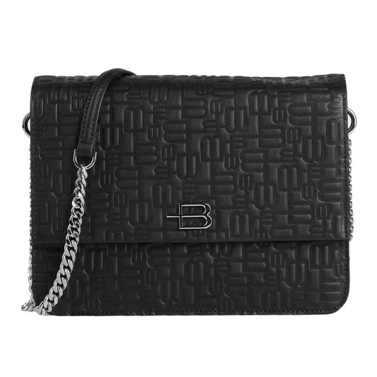 Baldinini Trend Black Leather Di Calfskin Crossbody Bag