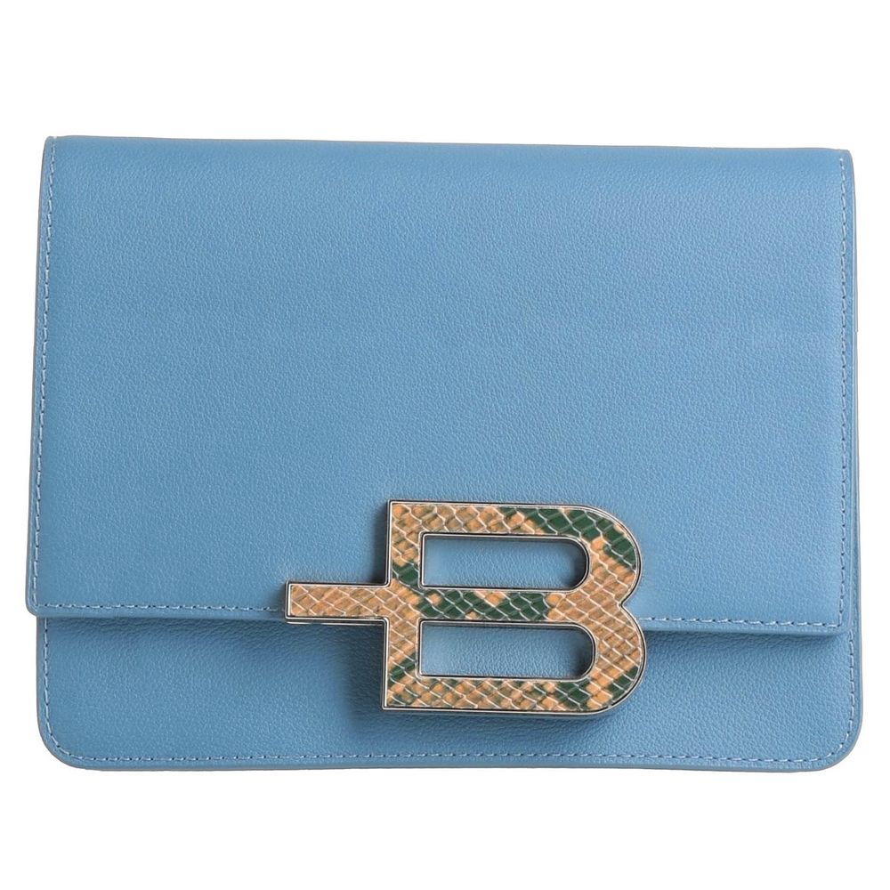 Baldinini Trend Light Blue Leather Di Calfskin Crossbody Bag