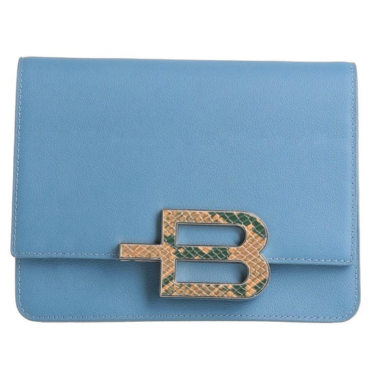 Baldinini Trend Light Blue Leather Di Calfskin Crossbody Bag