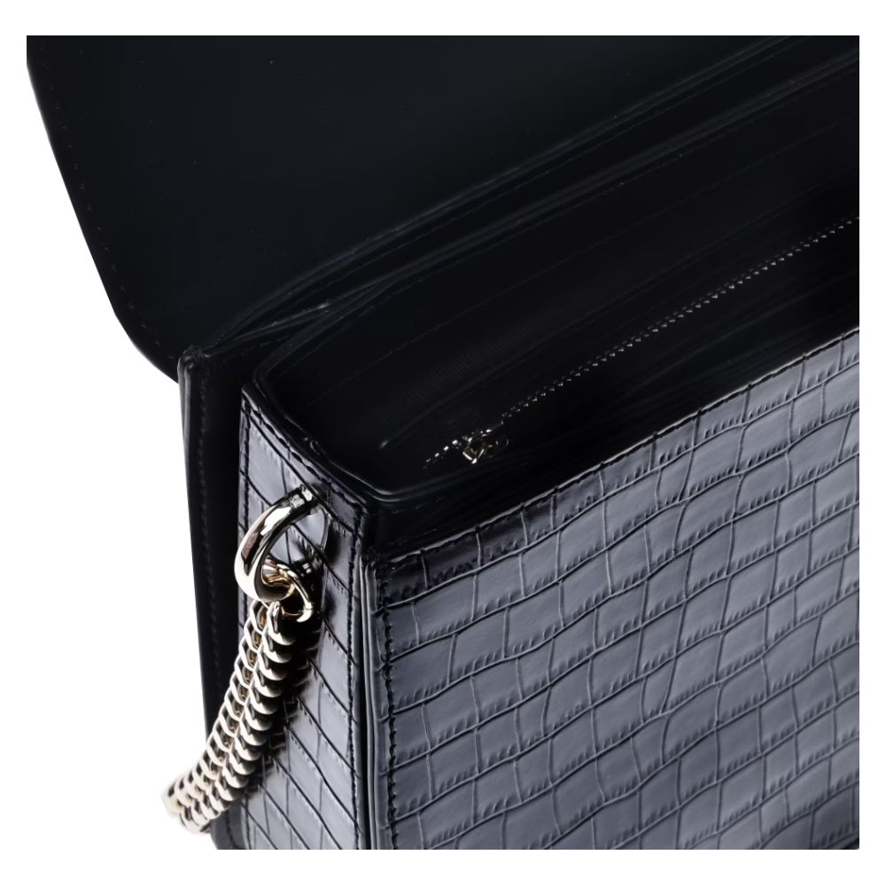 Baldinini Trend Black Leather Di Calfskin Crossbody Bag