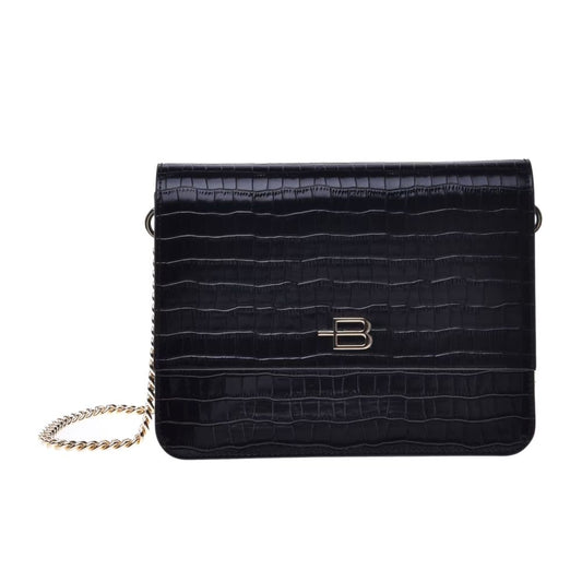 Baldinini Trend Black Leather Di Calfskin Crossbody Bag