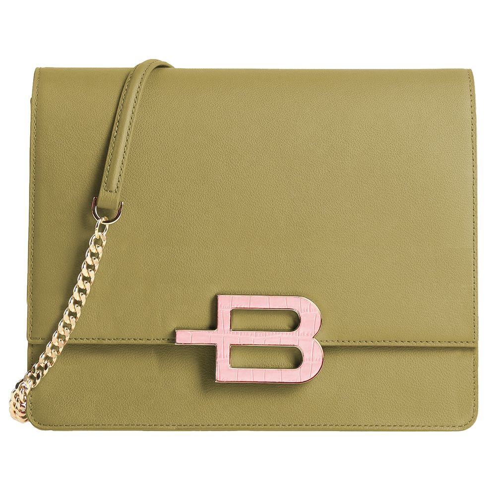 Baldinini Trend Green Leather Di Calfskin Crossbody Bag