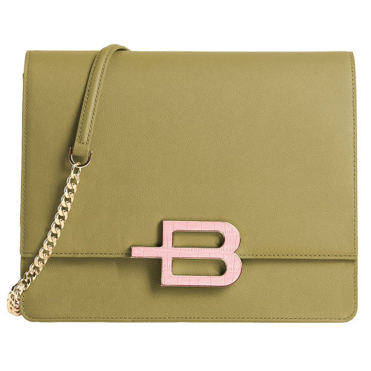 Baldinini Trend Green Leather Di Calfskin Crossbody Bag