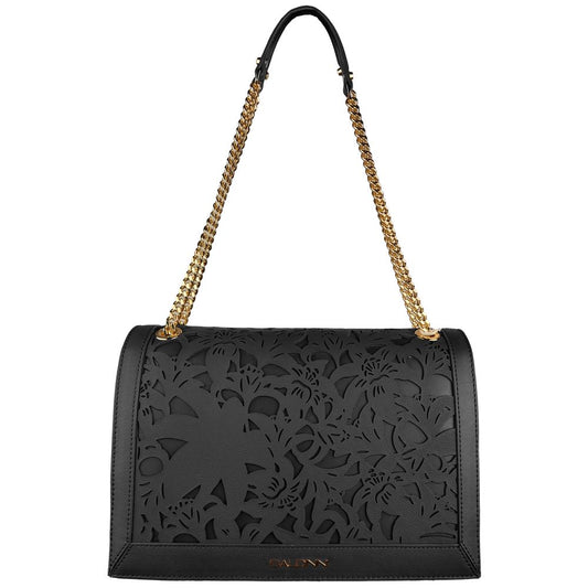 Baldinini Trend Black Leather Di Calfskin Crossbody Bag