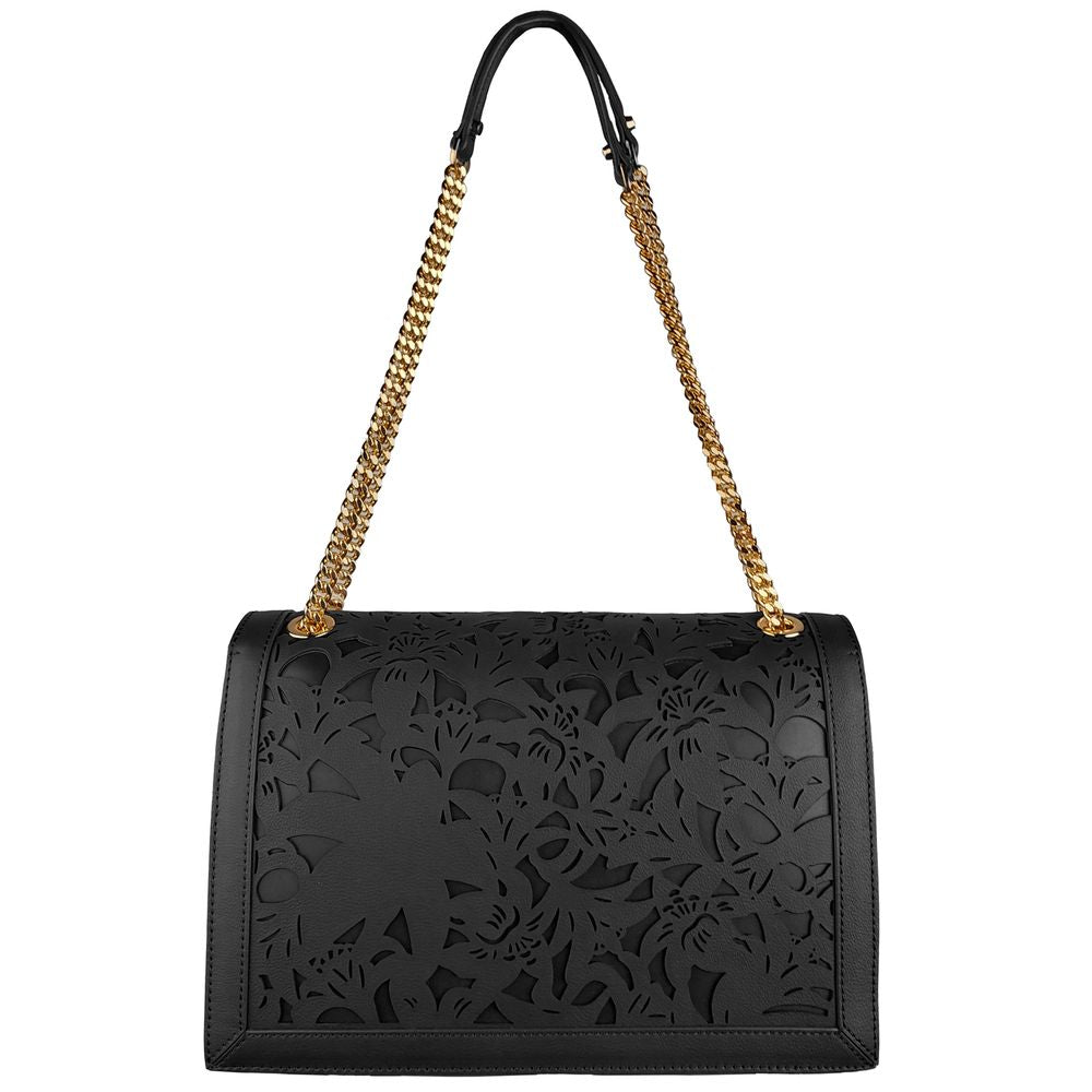 Baldinini Trend Black Leather Di Calfskin Crossbody Bag