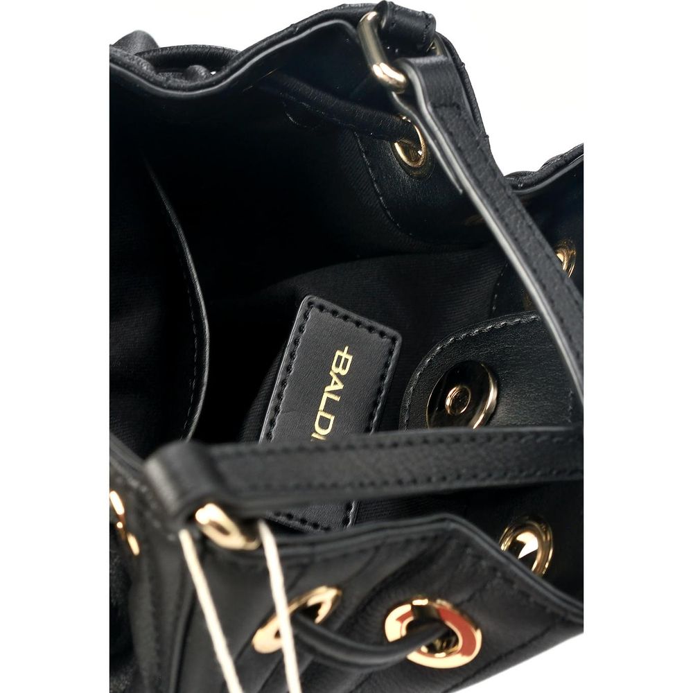 Baldinini Trend Black Leather Di Calfskin Crossbody Bag