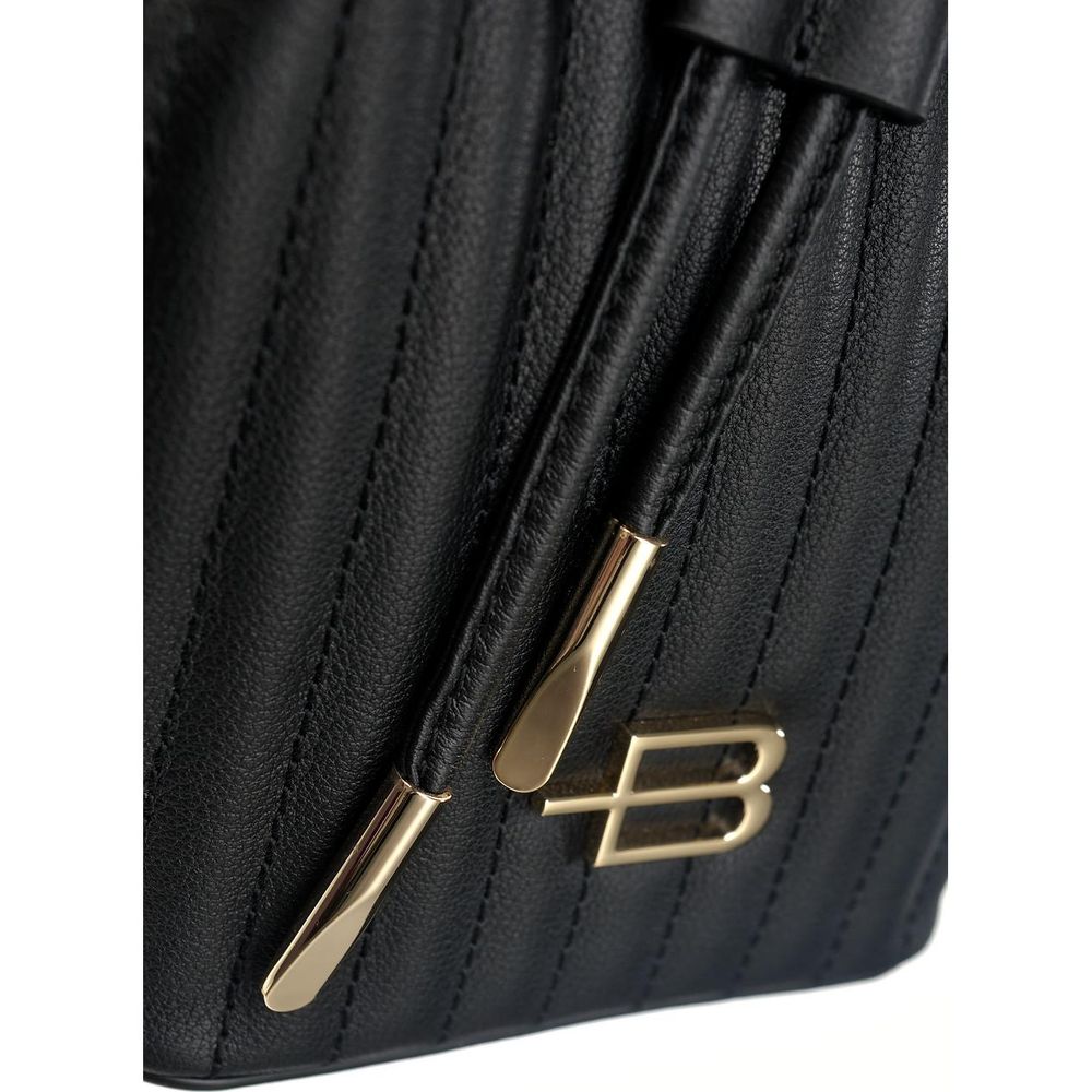 Baldinini Trend Black Leather Di Calfskin Crossbody Bag