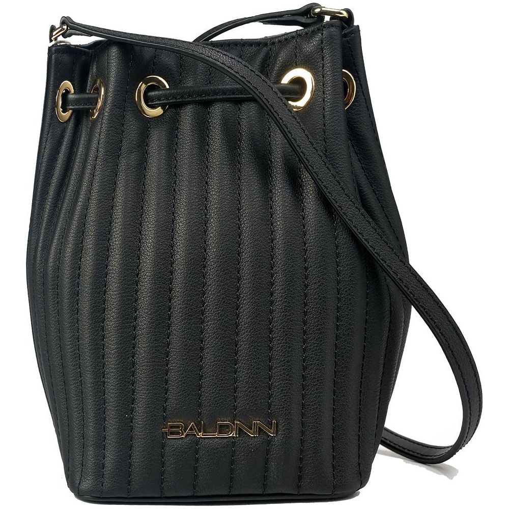 Baldinini Trend Black Leather Di Calfskin Crossbody Bag