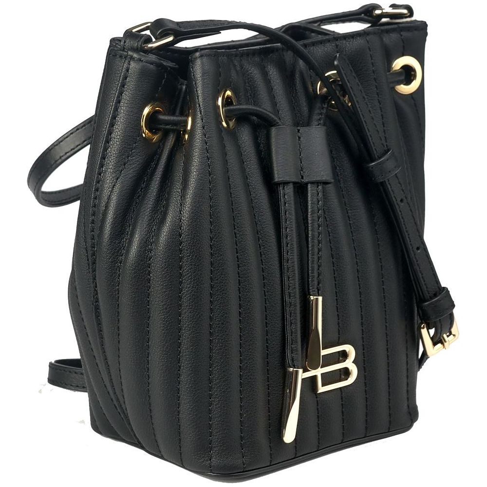 Baldinini Trend Black Leather Di Calfskin Crossbody Bag