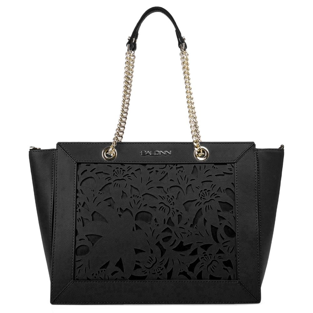 Baldinini Trend Black Leather Di Calfskin Crossbody Bag