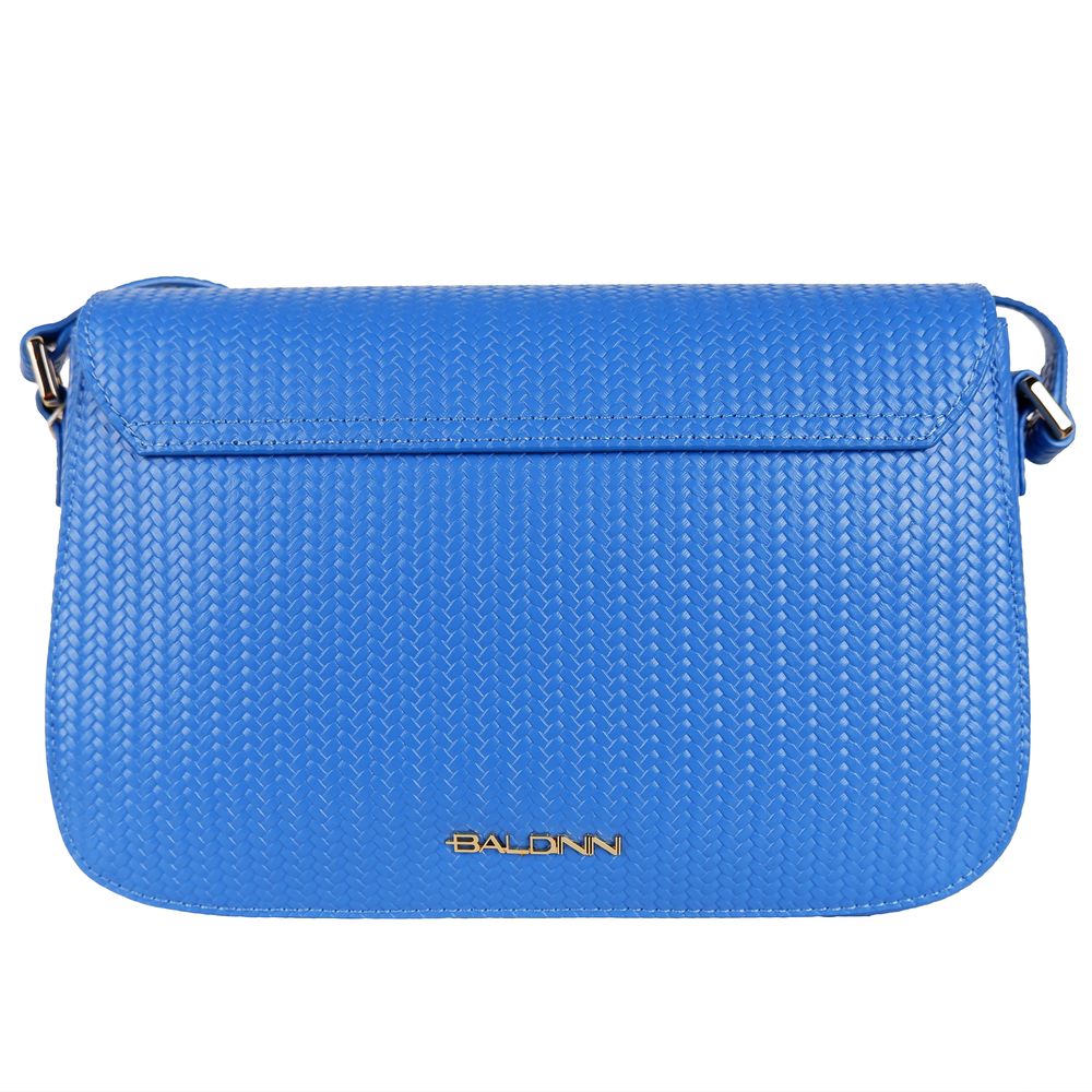 Baldinini Trend Light Blue Leather Di Calfskin Crossbody Bag