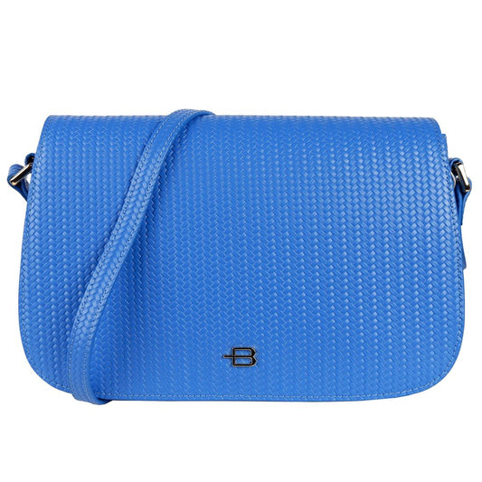 Baldinini Trend Light Blue Leather Di Calfskin Crossbody Bag