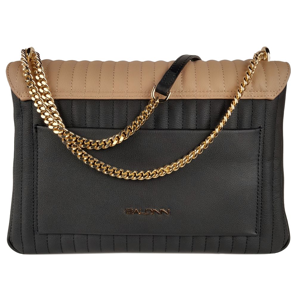 Baldinini Trend Black Leather Di Calfskin Crossbody Bag