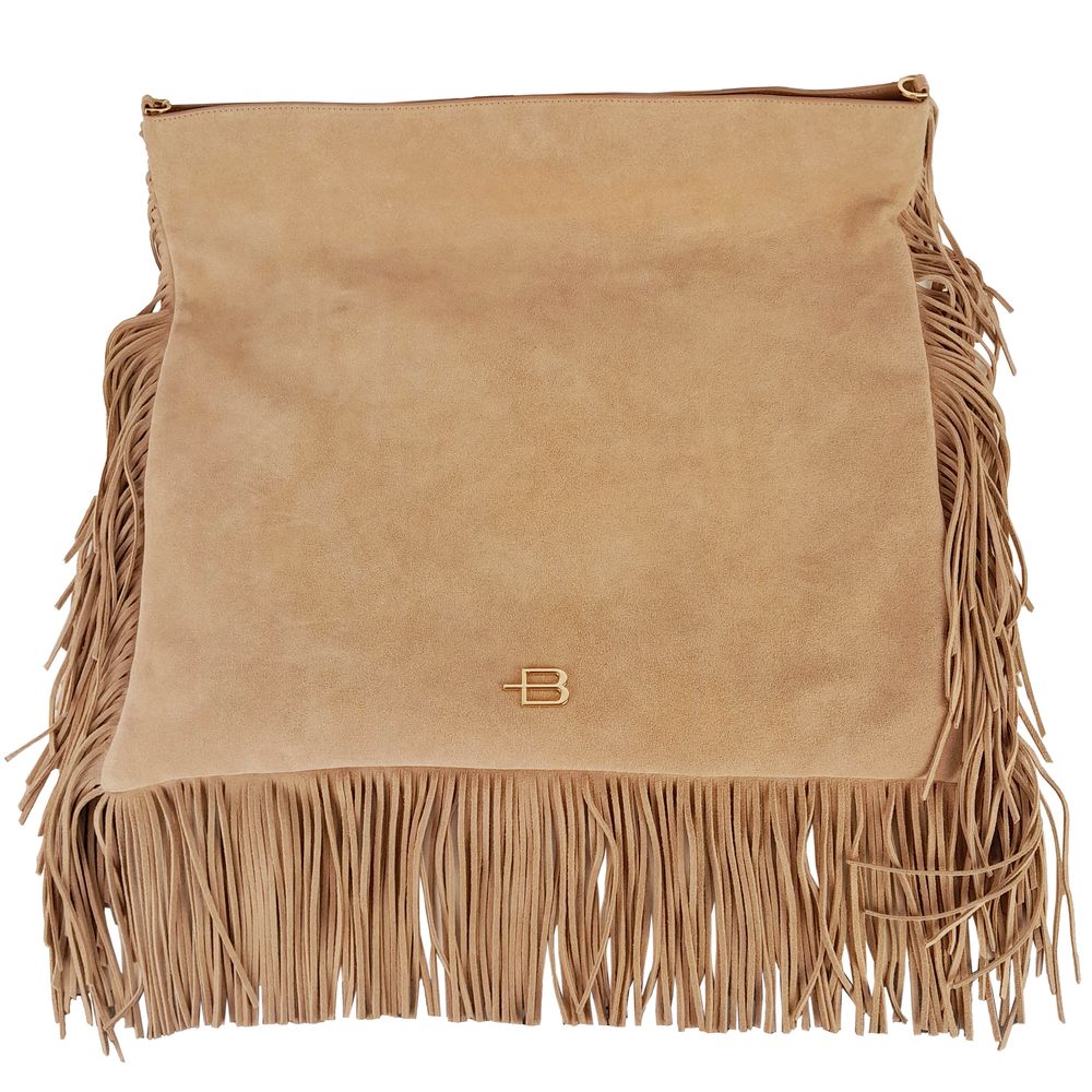 Baldinini Trend Beige Leather Di Calfskin Crossbody Bag