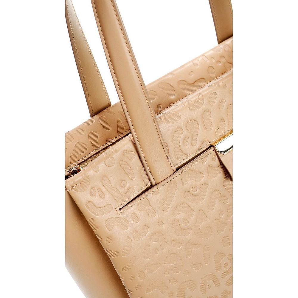 Cavalli Class Beige Leather Di Calfskin Shoulder Bag