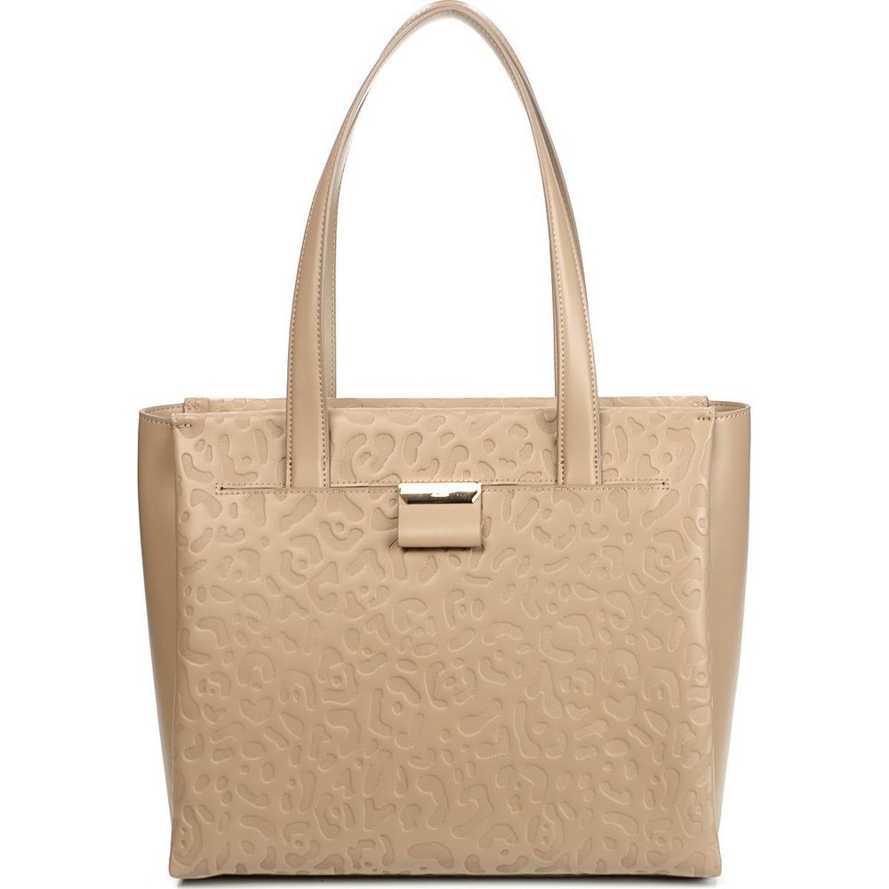 Cavalli Class Beige Leather Di Calfskin Shoulder Bag