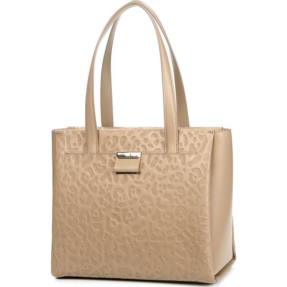 Cavalli Class Beige Leather Di Calfskin Shoulder Bag