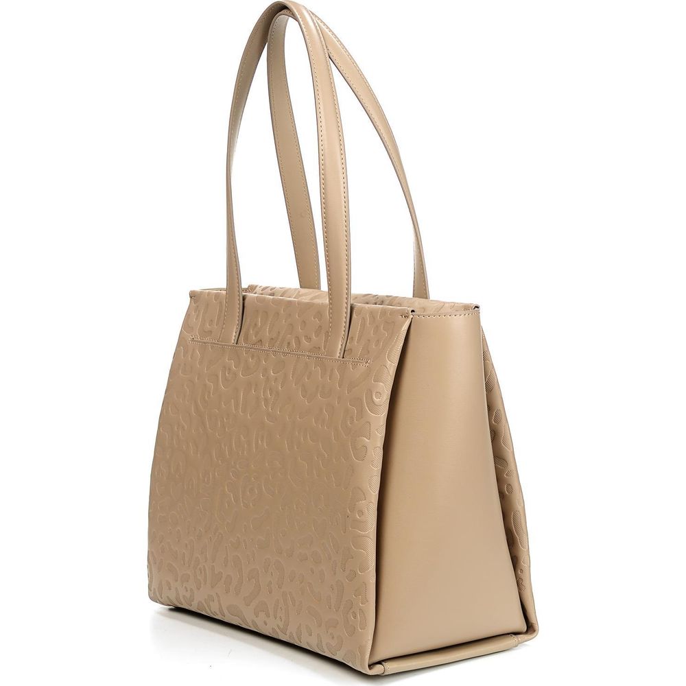 Cavalli Class Beige Leather Di Calfskin Shoulder Bag