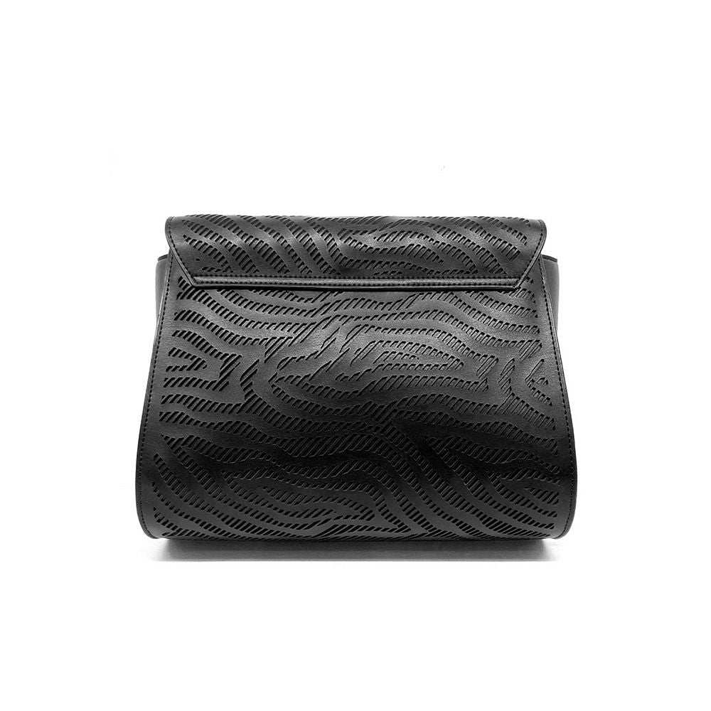 Cavalli Class Black Leather Di Calfskin Crossbody Bag