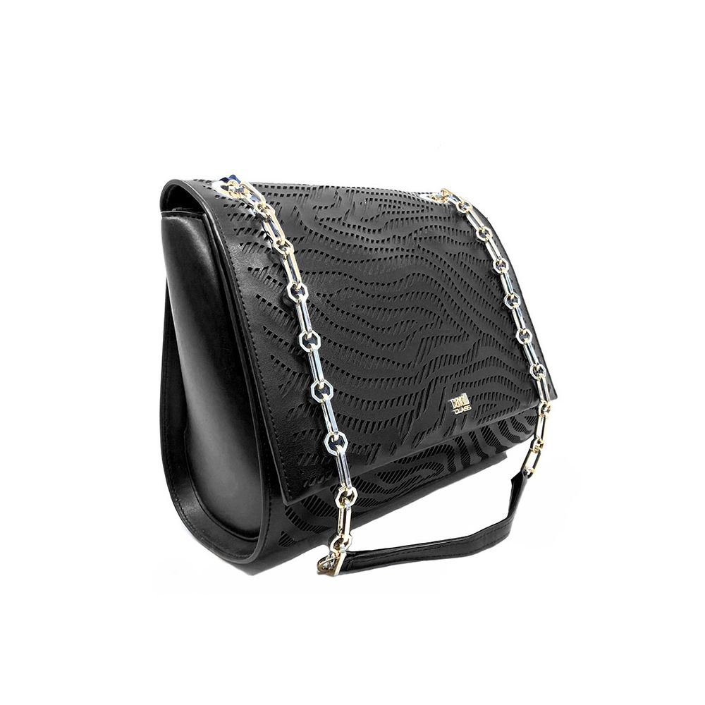 Cavalli Class Black Leather Di Calfskin Crossbody Bag