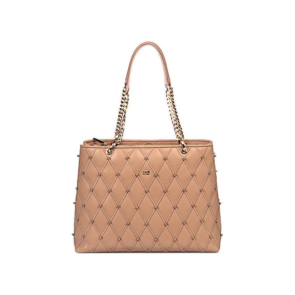 Cavalli Class Beige Leather Di Calfskin Shoulder Bag