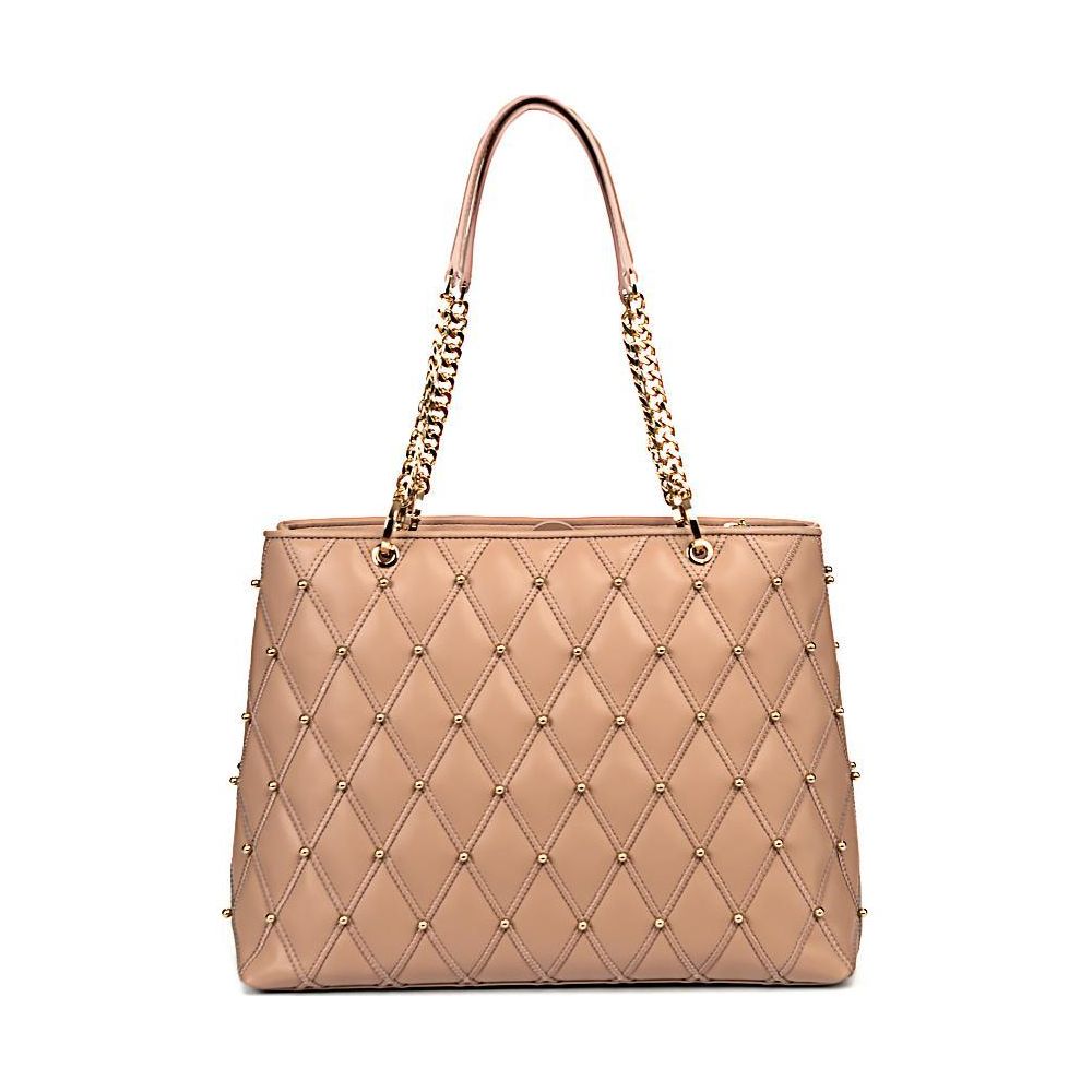 Cavalli Class Beige Leather Di Calfskin Shoulder Bag