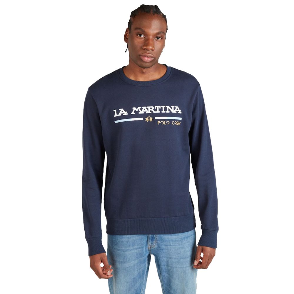 La Martina Blue Cotton Sweater