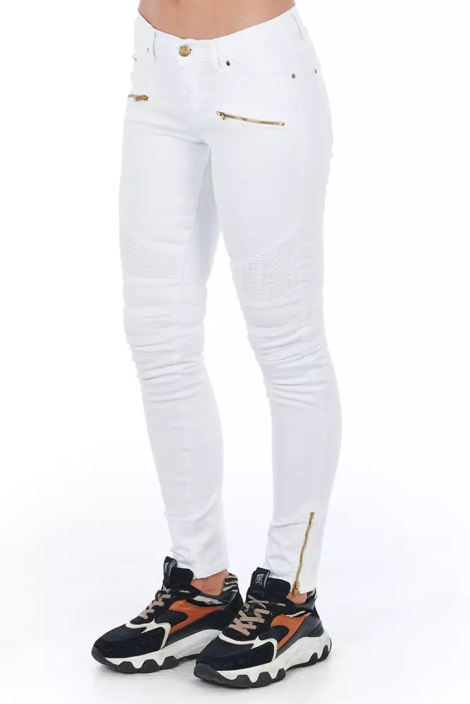 Frankie Morello White Cotton Jeans & Pant