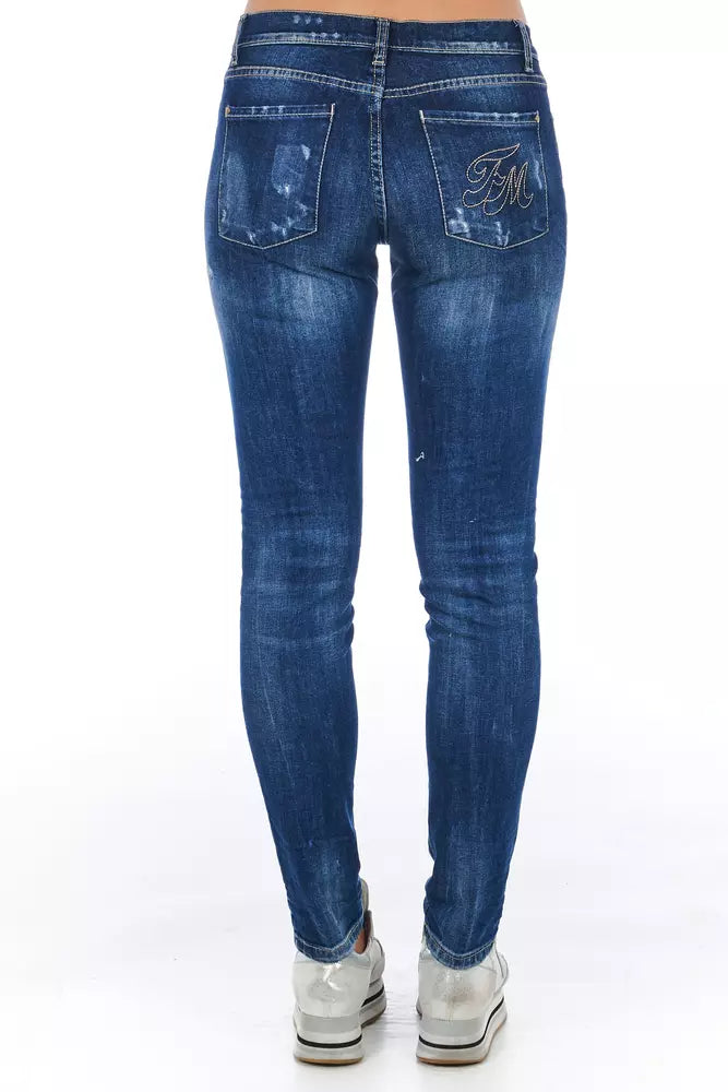 Frankie Morello Blue Cotton Jeans & Pant