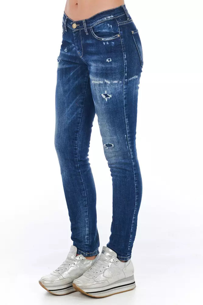 Frankie Morello Blue Cotton Jeans & Pant