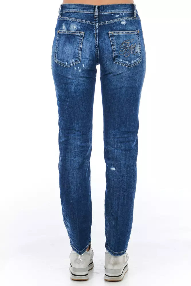 Frankie Morello Blue Cotton Jeans & Pant