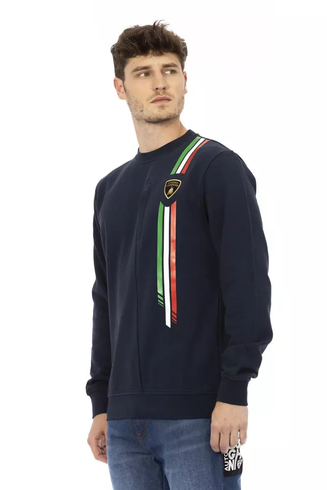 Automobili Lamborghini Blue Cotton Sweater