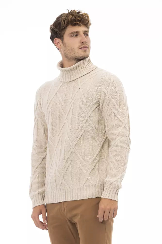 Alpha Studio Beige Merino Wool Sweater