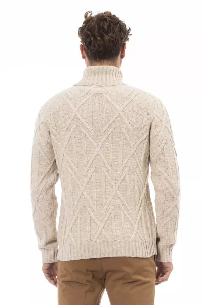 Alpha Studio Beige Merino Wool Sweater