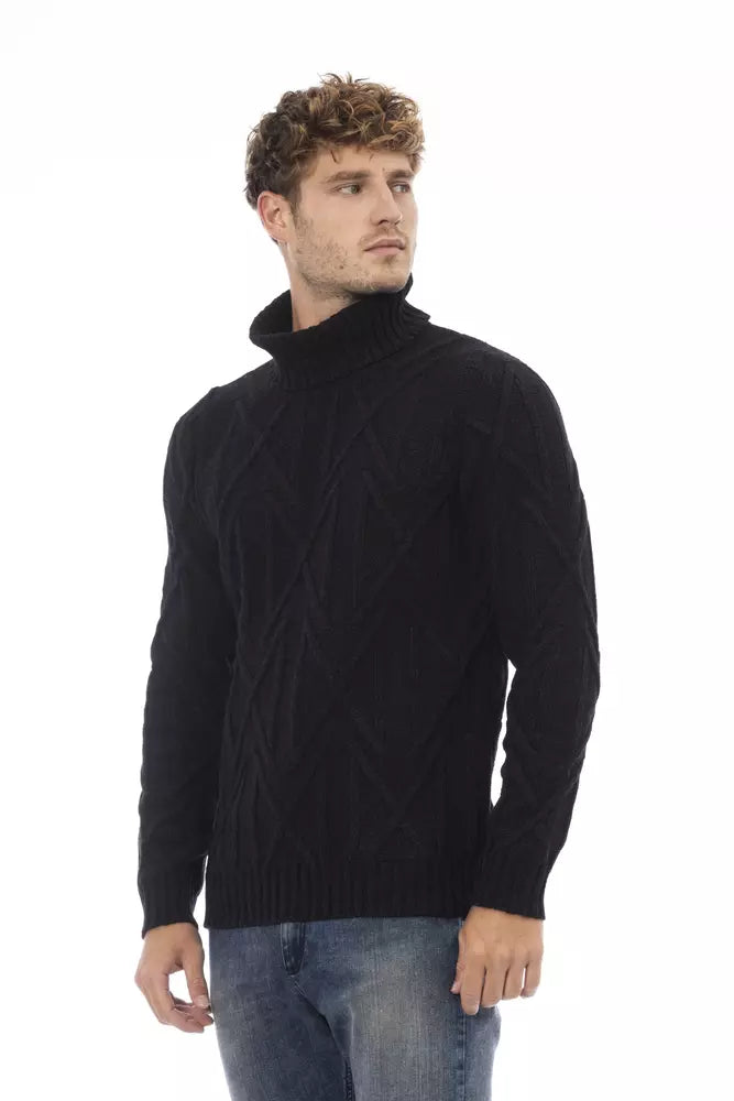 Alpha Studio Black Merino Wool Sweater