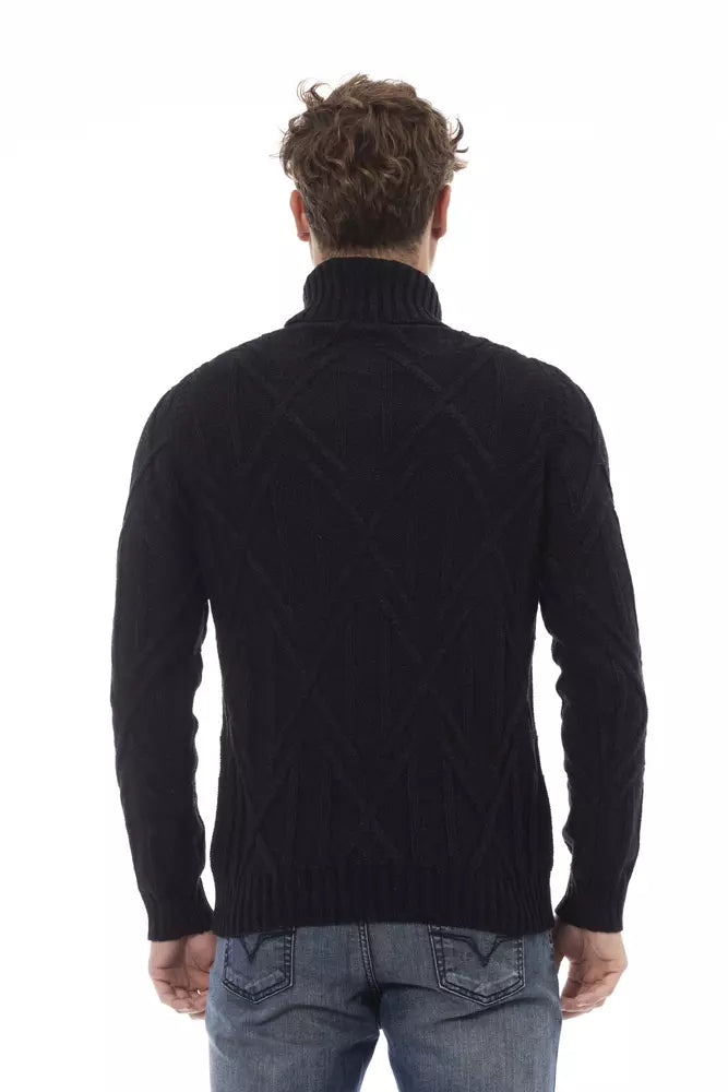 Alpha Studio Black Merino Wool Sweater