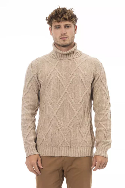 Alpha Studio Beige Merino Wool Sweater