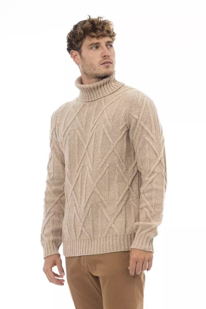 Alpha Studio Beige Merino Wool Sweater