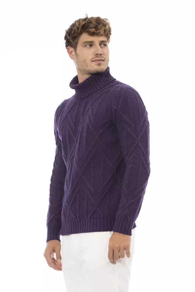 Alpha Studio Purple Merino Wool Sweater