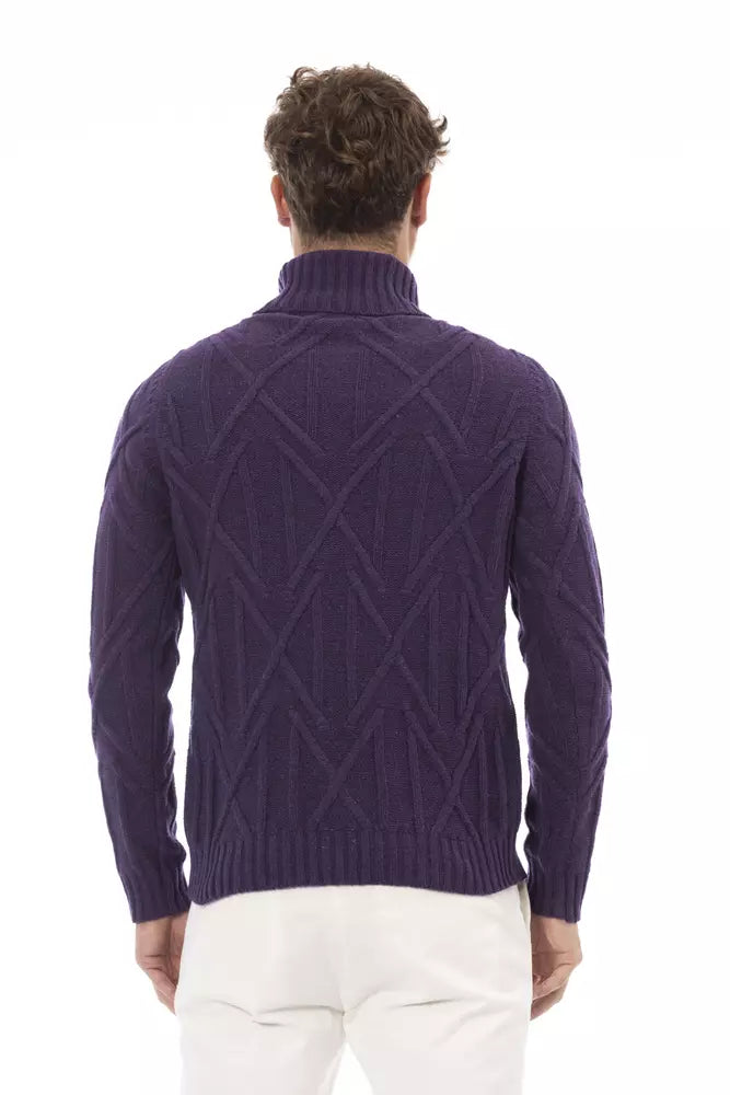 Alpha Studio Purple Merino Wool Sweater