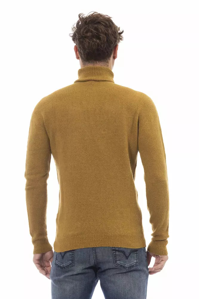 Alpha Studio Brown Alpaca Leather Sweater