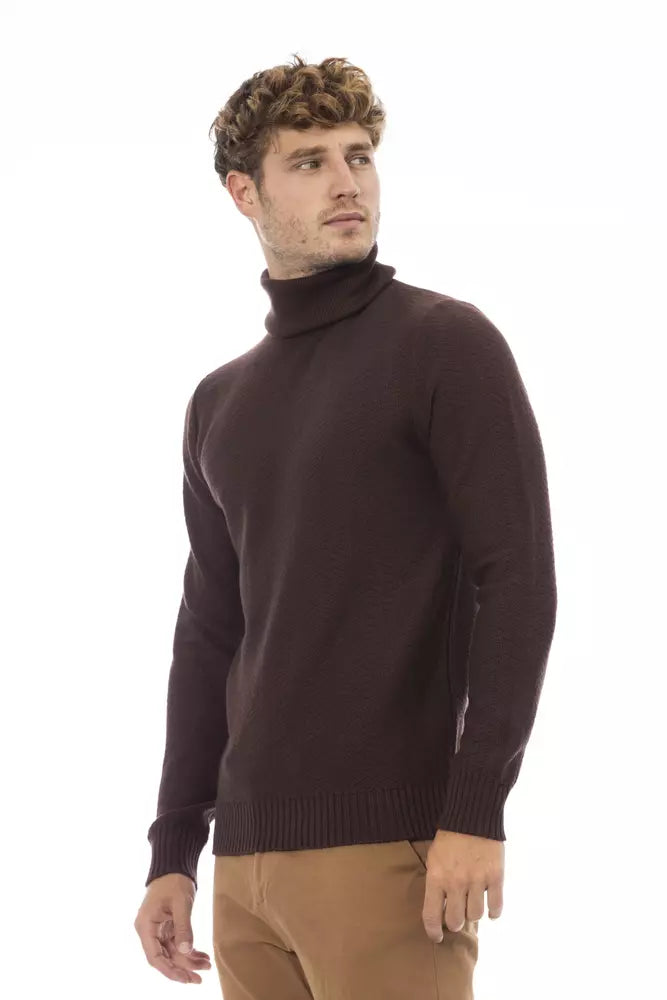 Alpha Studio Brown Merino Wool Sweater