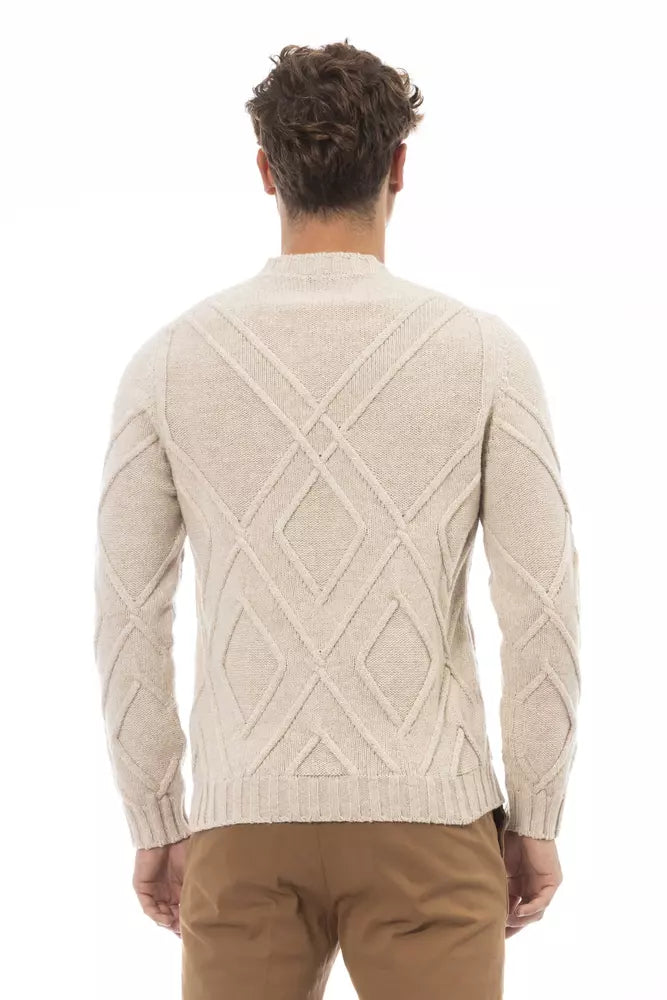 Alpha Studio Beige Merino Wool Sweater