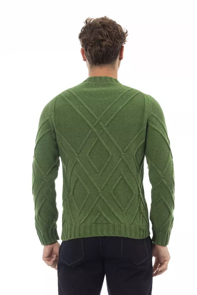 Alpha Studio Green Merino Wool Sweater