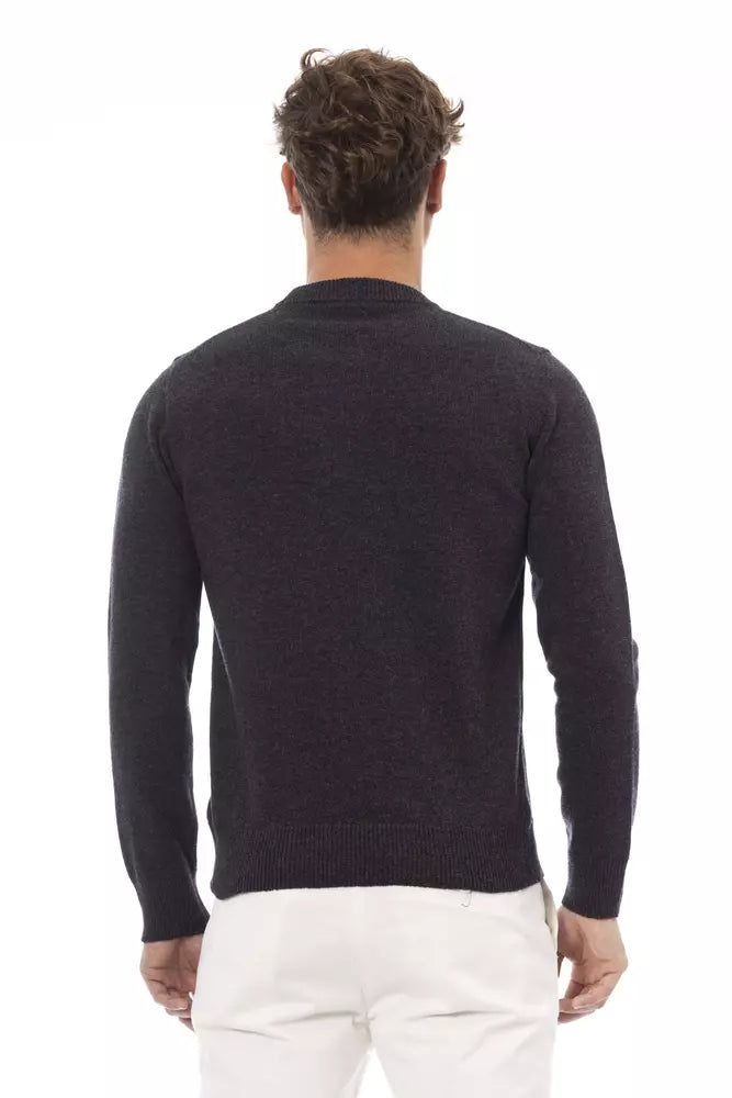 Alpha Studio Black Wool Sweater