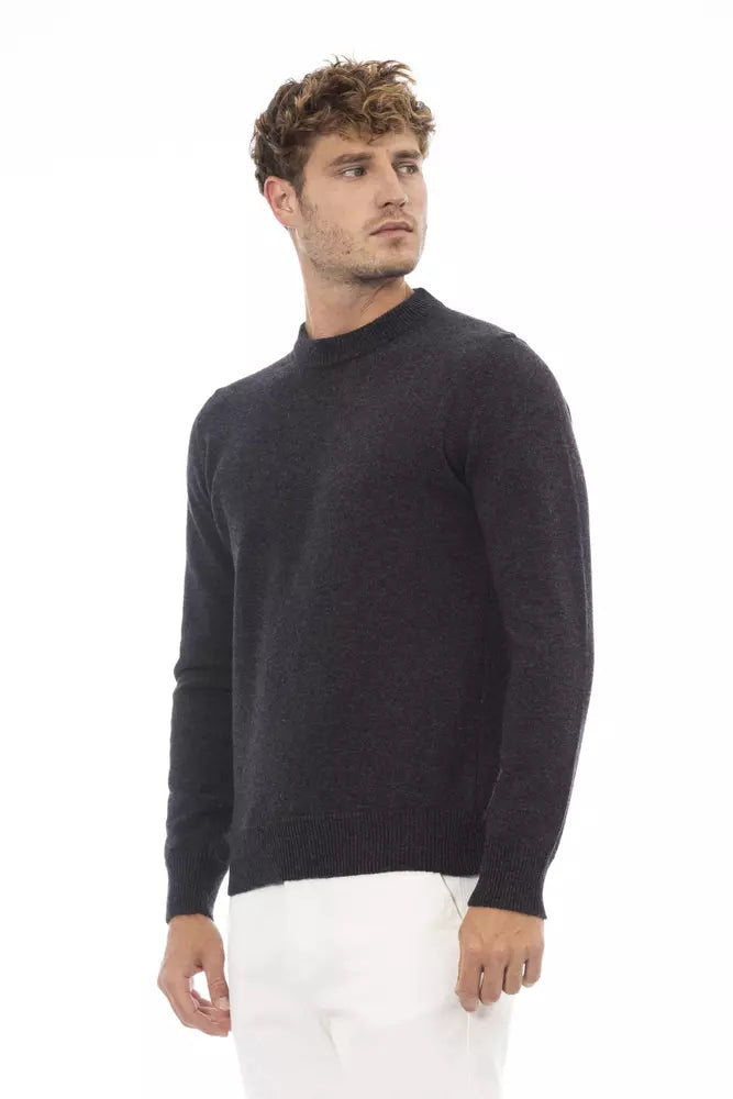 Alpha Studio Black Wool Sweater