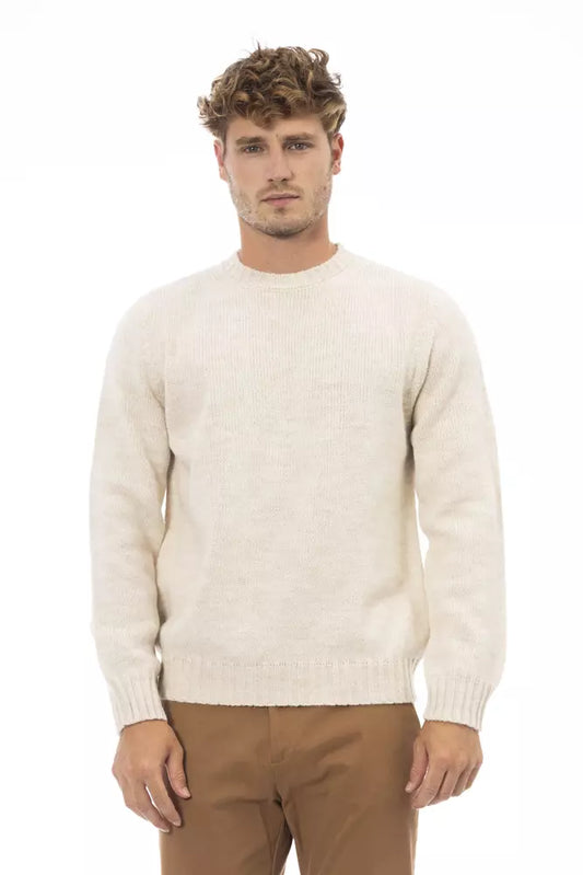 Alpha Studio Beige Alpaca Leather Sweater