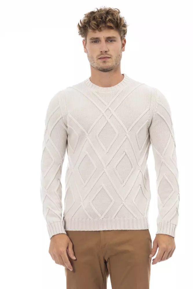 Alpha Studio Beige Merino Wool Sweater