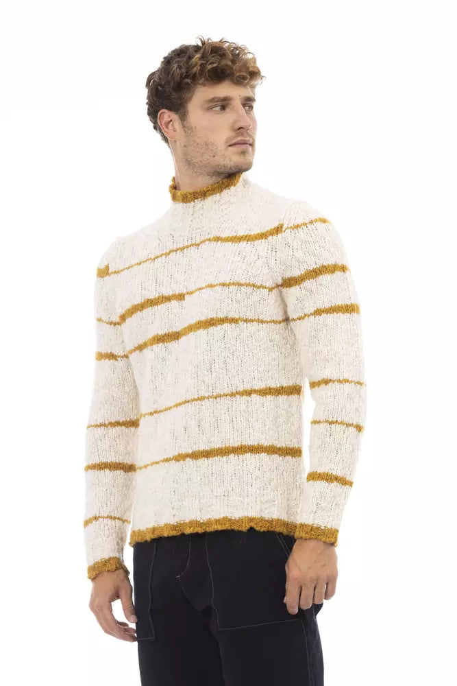 Alpha Studio Beige Alpaca Leather Sweater