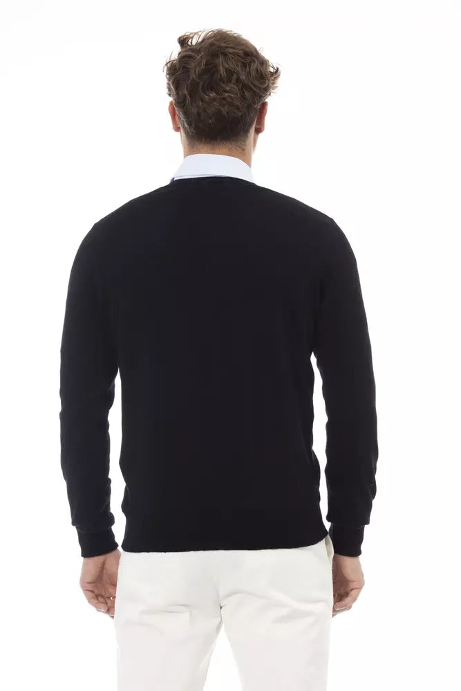 Alpha Studio Black Wool Sweater